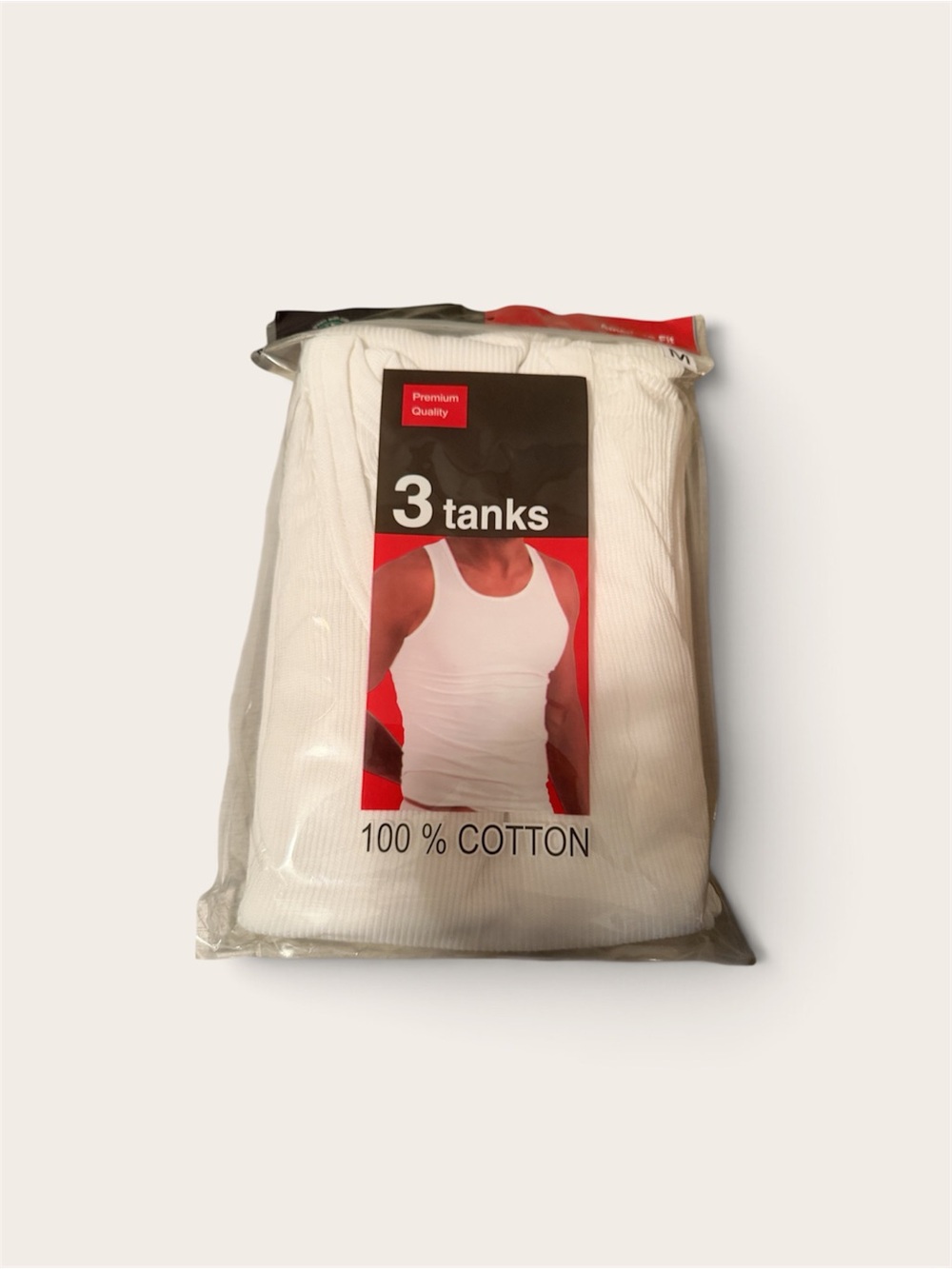 Men's White Cotton Tank Top 3-Pack - 100% Cotton